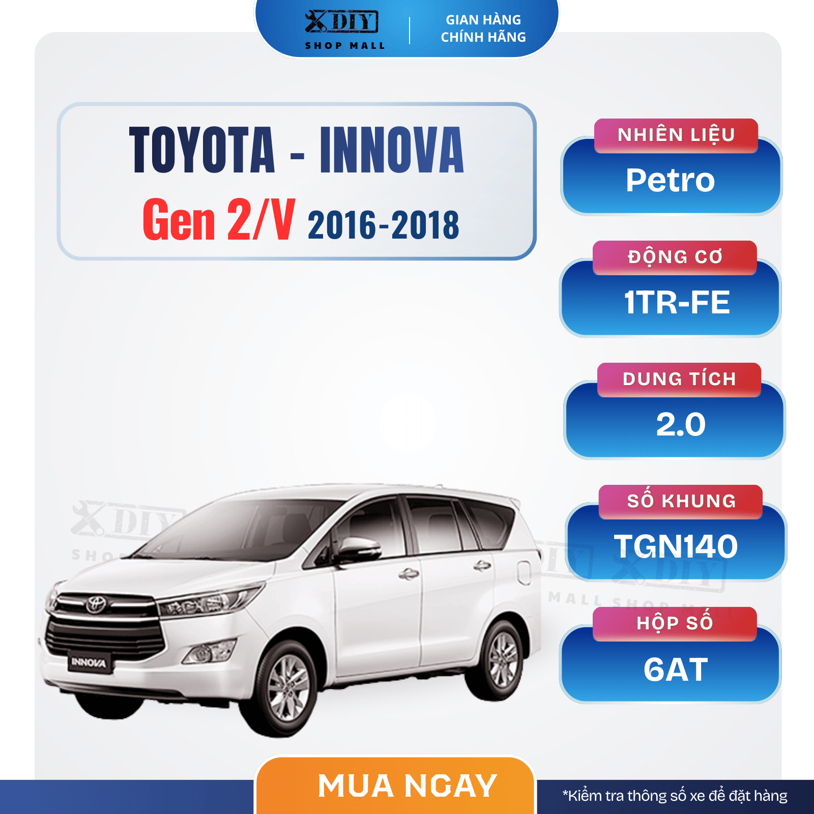 Combo bảo dưỡng Innova Gen 2.0V 2016-2018 1 Combo bảo dưỡng Innova Gen 2.0V 2016-2018