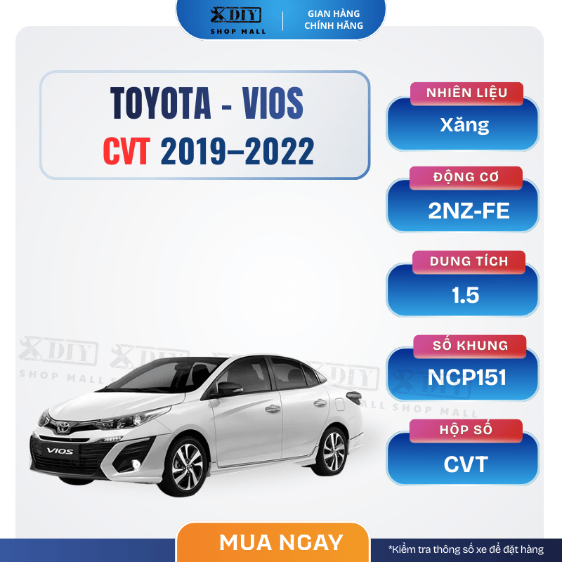 Combo bảo dưỡng Toyota Vios CVT 2019–2022 1 Combo bảo dưỡng Toyota Vios CVT 2019–2022 (2NZ-FE, NCP151) gồm nhớt 0W20/5W30, dầu hộp số CVT CFE+, lọc hộp số, nước làm mát, lọc gió, dầu thắng. Giải pháp bảo dưỡng định kỳ tiết kiệm và bền bỉ.