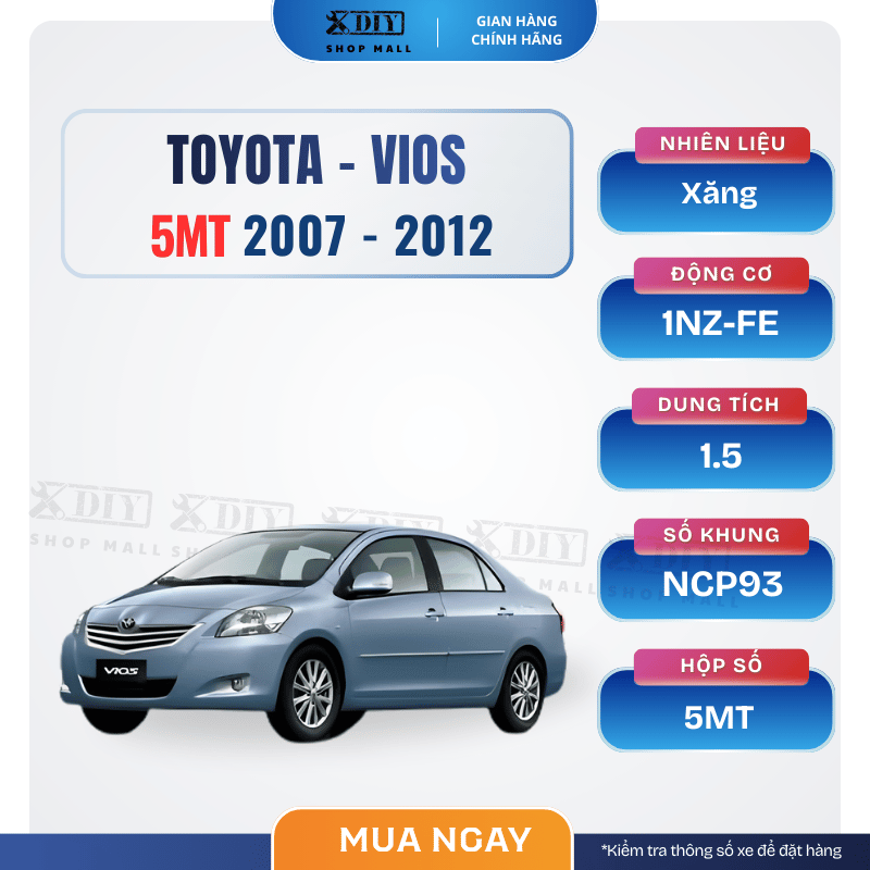 Combo bảo dưỡng Toyota Vios 5MT 2007–2012 1 Combo bảo dưỡng Toyota Vios 5MT 2007–2012 (1NZ-FE, NCP93) gồm nhớt máy, lọc nhớt, lọc gió, dầu hộp số 75W90, nước làm mát, lọc điều hòa, gạt mưa, dầu thắng. Giải pháp bảo dưỡng trọn gói, tiết kiệm chi phí, đúng chuẩn kỹ thuật.