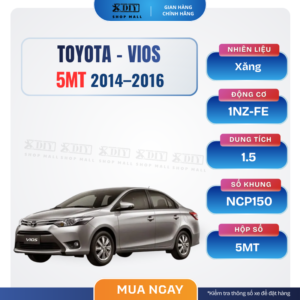 Combo bảo dưỡng Toyota Vios 5MT 2014–2016 (1NZ-FE, NCP150) gồm nhớt động cơ, lọc nhớt, lọc gió, dầu hộp số 75W90, nước làm mát, lọc điều hòa, dầu thắng. Giải pháp bảo dưỡng trọn gói, tiết kiệm và bền bỉ.