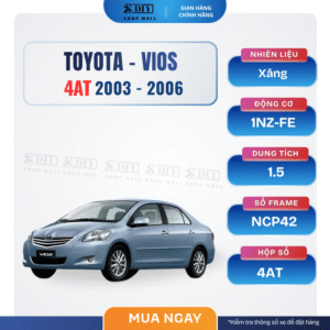 Combo bảo dưỡng Toyota Vios 4AT 2003–2006 (1NZ-FE) gồm nhớt máy, lọc nhớt, lọc gió, dầu hộp số tự động AFW, nước làm mát, lọc điều hòa, gạt mưa, dầu thắng. Giải pháp bảo dưỡng trọn gói, đúng chuẩn kỹ thuật, tiết kiệm chi phí.