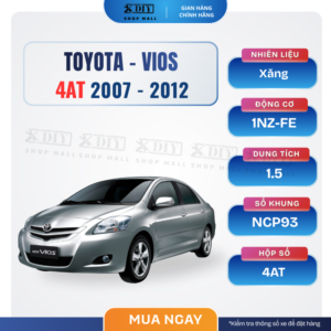 Combo bảo dưỡng Toyota Vios 4AT 2007–2012 (1NZ-FE, NCP93) gồm nhớt động cơ, lọc nhớt, lọc gió, dầu hộp số tự động AFW, lọc hộp số, nước làm mát, dầu thắng. Giải pháp bảo dưỡng trọn gói tiết kiệm và bền bỉ.