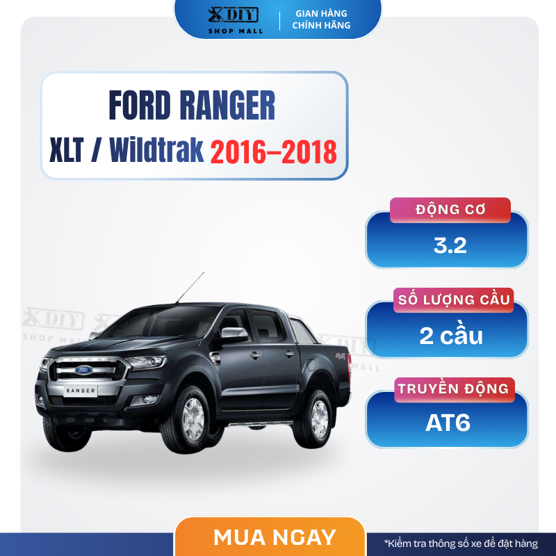 Combo bảo dưỡng Ford Ranger XLT / Wildtrak 3.2 Turbo AT6 (2 Cầu) 2016–2018 1 Bộ combo bảo dưỡng Ford Ranger XLT / Wildtrak 3.2 AT6 được xây dựng theo tiêu chuẩn kỹ thuật thực tế, bao gồm đầy đủ các hạng mục như dầu động cơ, dầu hộp số tự động, dầu cầu trước – cầu sau, dầu hộp số phụ (transfer case), nước làm mát và hệ thống lọc.
